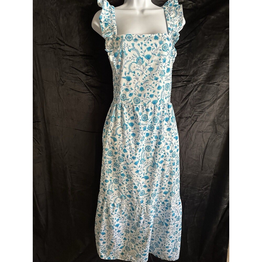Draper James Women's Floral Print Smocked Ruffle Sleeve Maxi Dress Size XXL